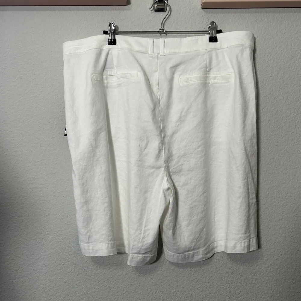 NEW NYDJ Relaxed Shorts White Stretch Linen Optic White Curvy Sz 16 XL Capsule - Image 8