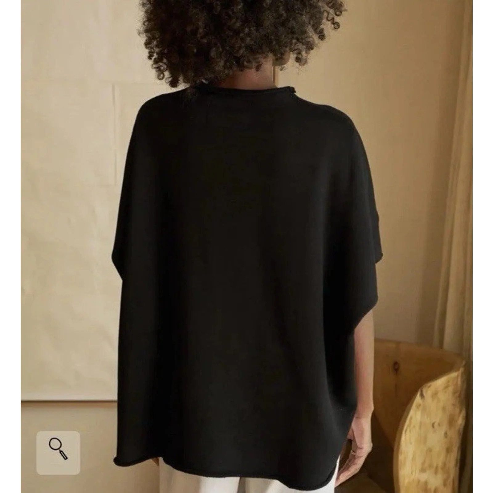 Frank & Eileen Audrey Funnel Neck Capelet Triple Fleece One Size Black NEW $219 - Image 2