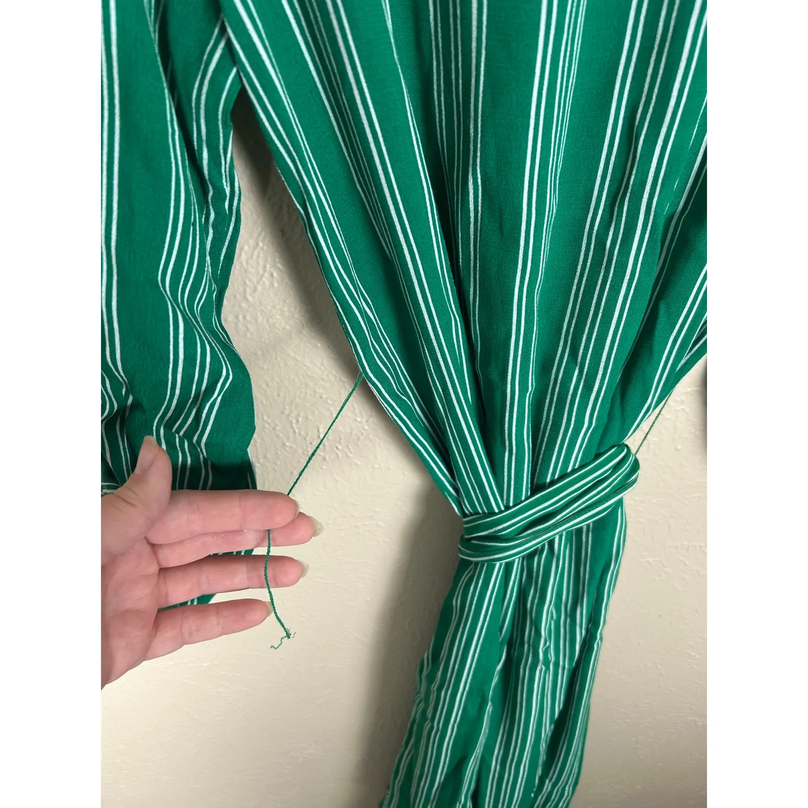 Anthropologie Maeve Dress Size 2 Martina Belted Shirt Dress Green Striped Midi - Image 10