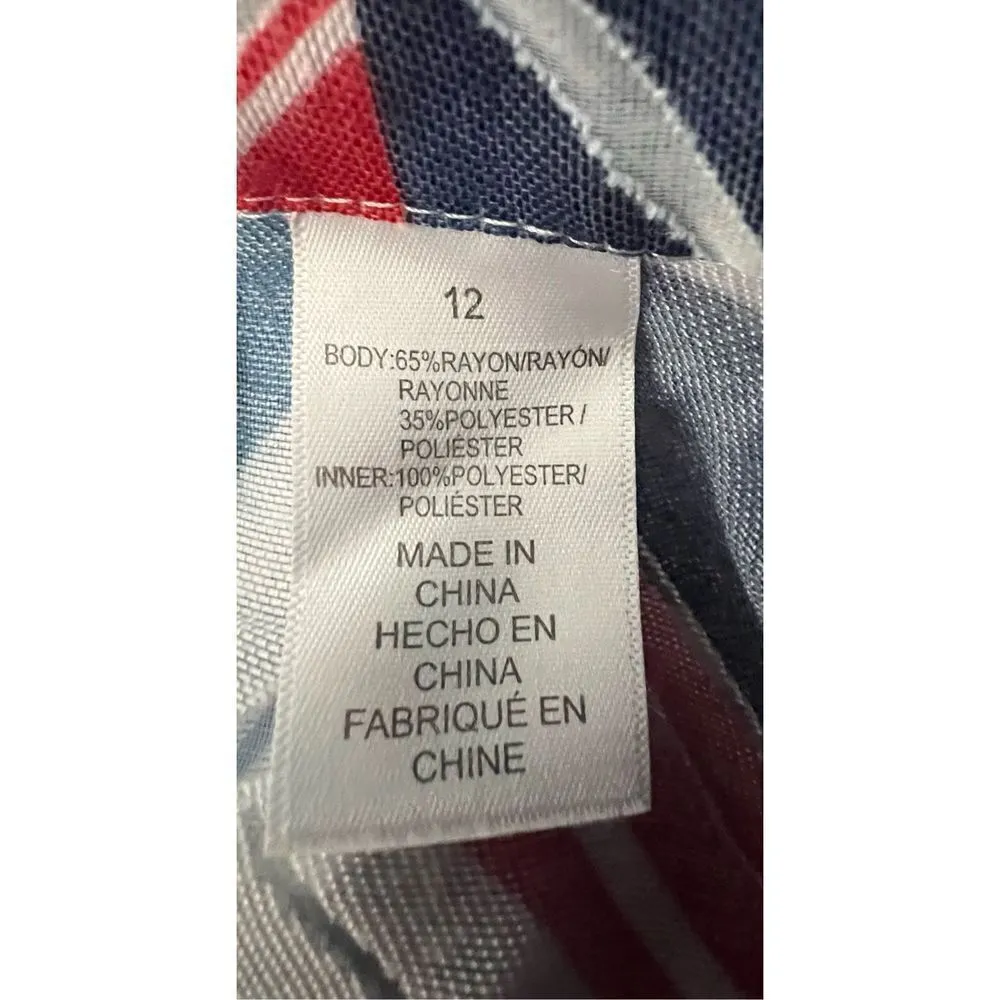 Alfred Dunner Red White and Blue Lightweight Half Sleeve Button Up Blouse - Image 4