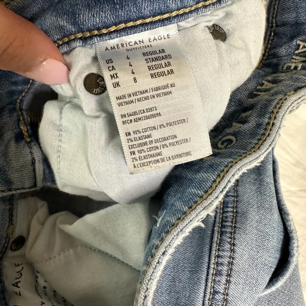 American Eagle Blue Distressed Hi-Rise Jegging Jeans Women's 4 Regular - Image 6