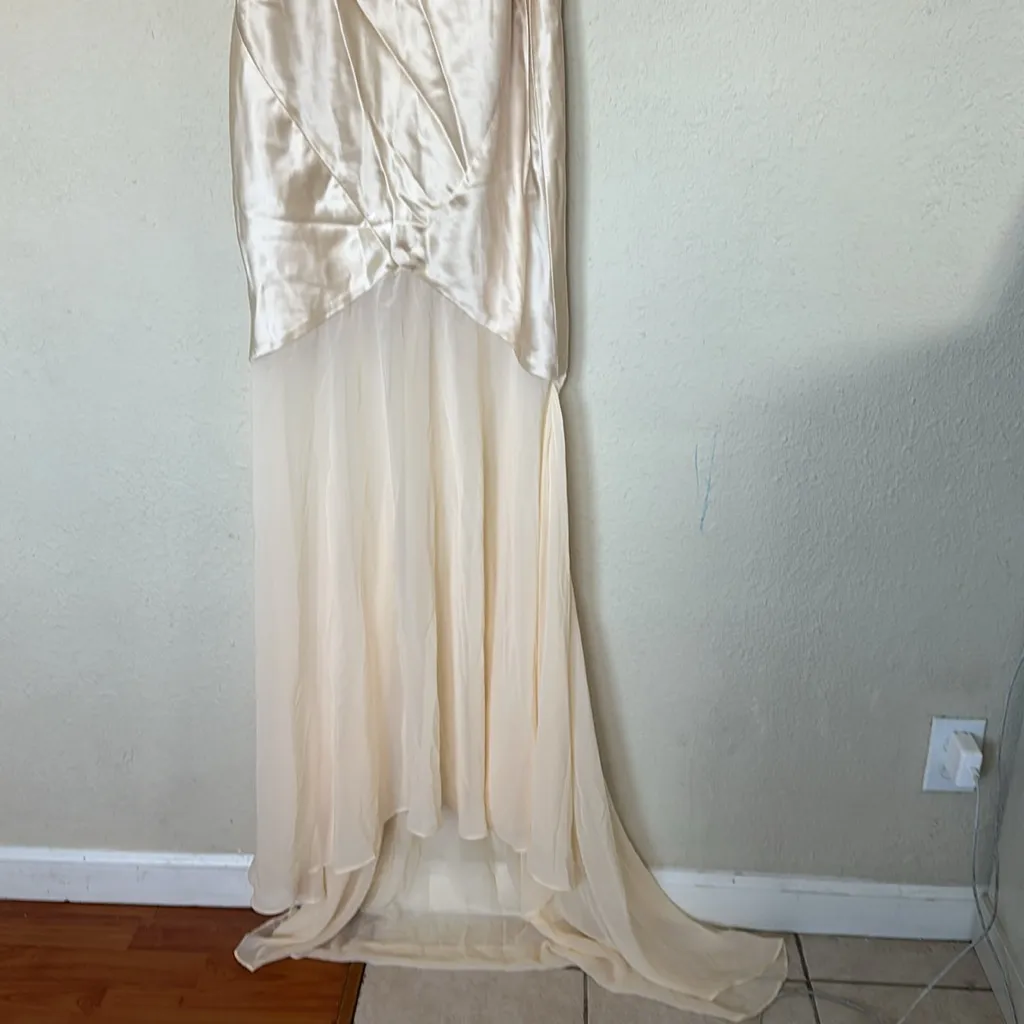 HOUSE OF CB 'Vittoria' Champagne Chiffon Floor Length Gown NWOT‎ size M $399 - Image 7