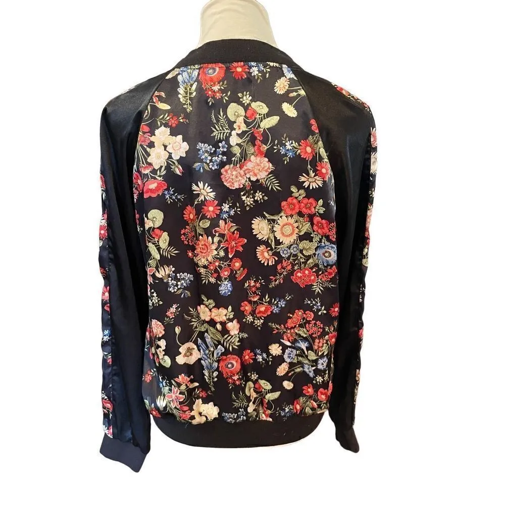 No Boundaries Multi-Color Floral Long Sleeve Full Zip Jacket Size L (11-13) Juni - Image 8