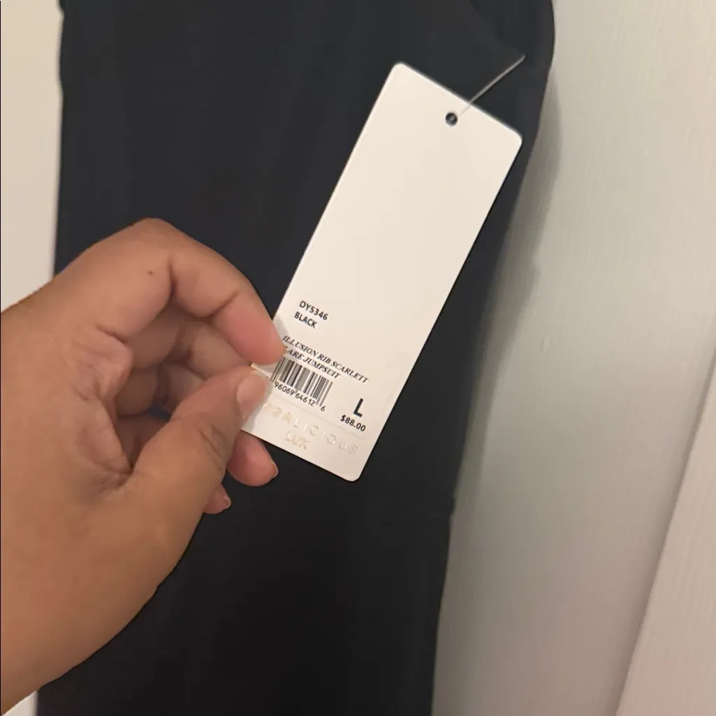 Yogalicious Classic Black Jumpsuit L NWT - Image 3