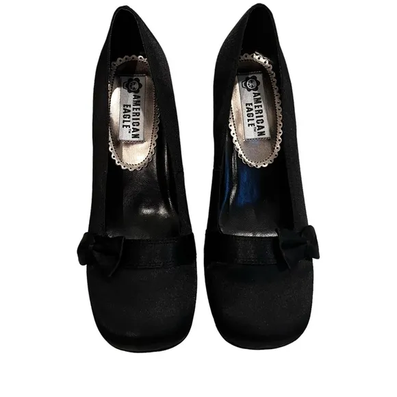 Vintage American Eagle Outfitters Square Toe Bow Accent Pumps, Sz 7 - Image 2