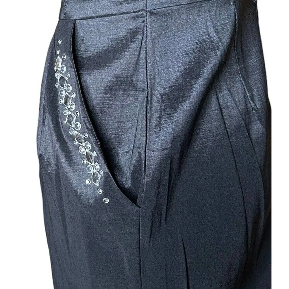 TABOO Black Rhinestone Jeweled Strapless Cocktail Party Dress Pockets Size S - Image 4
