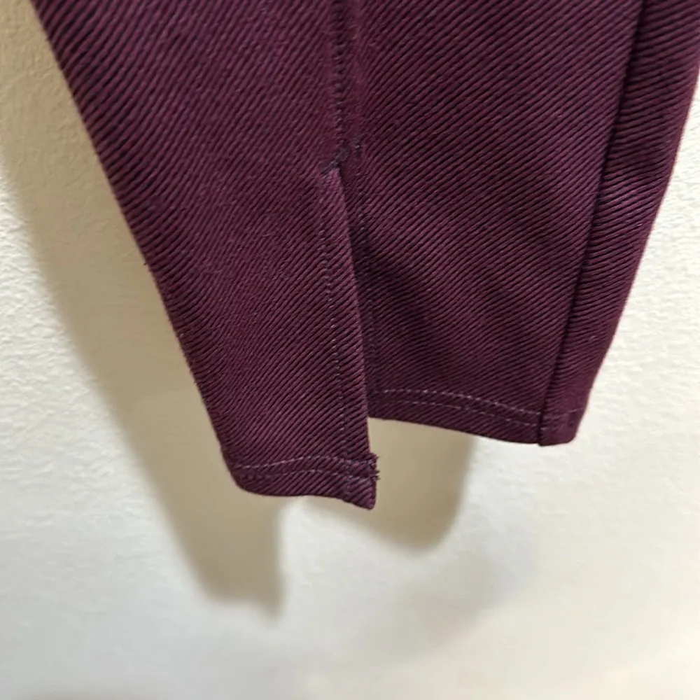 Anthropologie Maeve Maroon High Rise Textured Seamed Pants front slit - Image 12