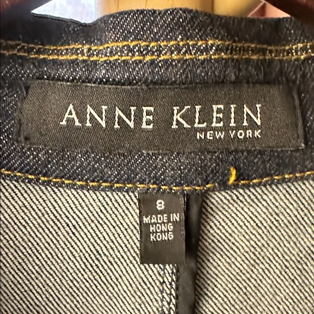 Anne Klein Dark Blue Denim long duster Coat sz 8 - Image 2