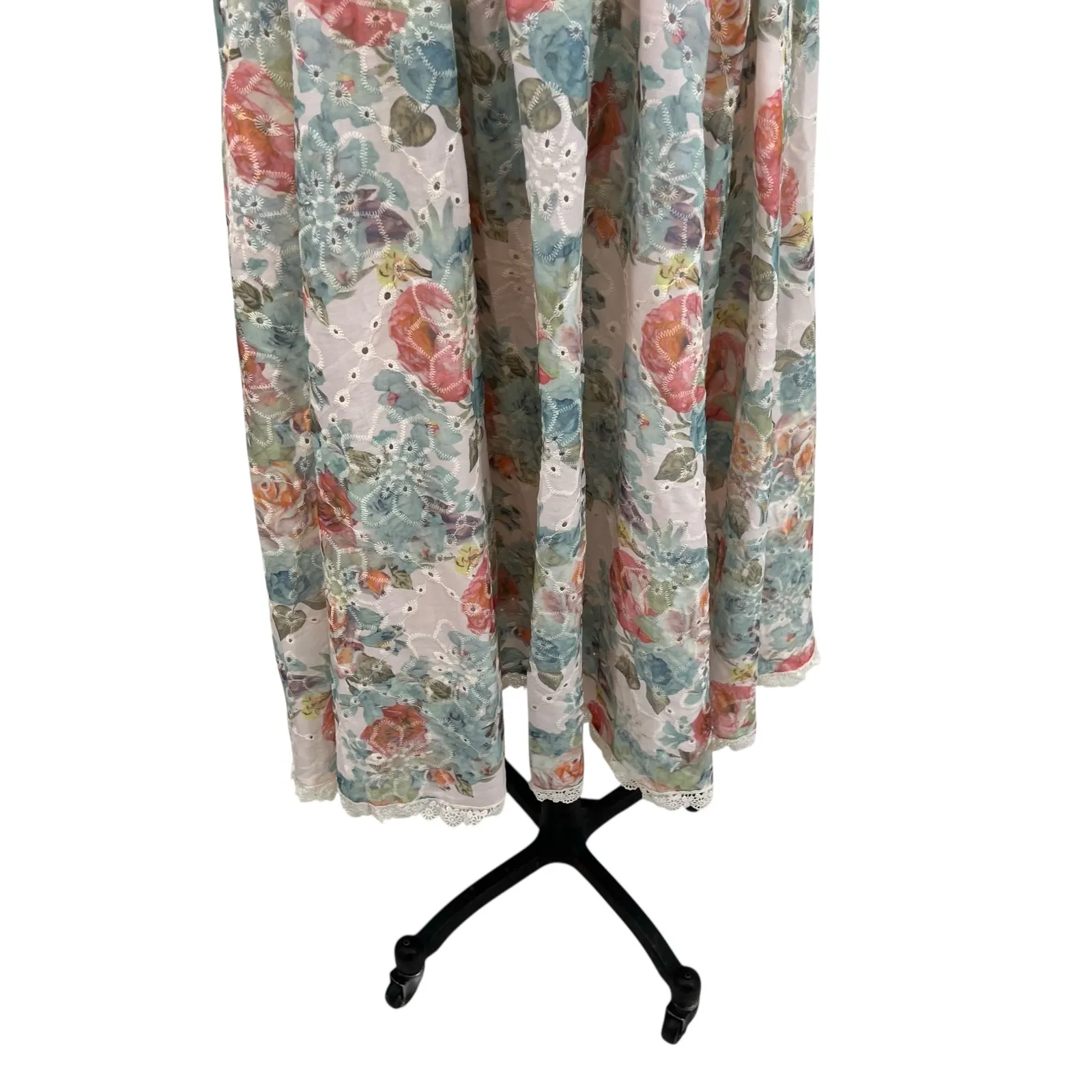 Ivy City Co Penny Tank Midi‎ Dress Floral Print Eyelet Multicolor Size US 8 Blue - Image 12