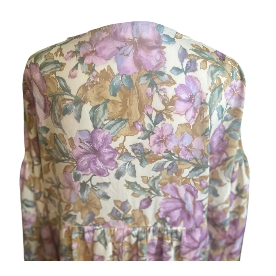 Entro Lavender Floral Long Sleeve Babydoll Dress - Medium - Image 5