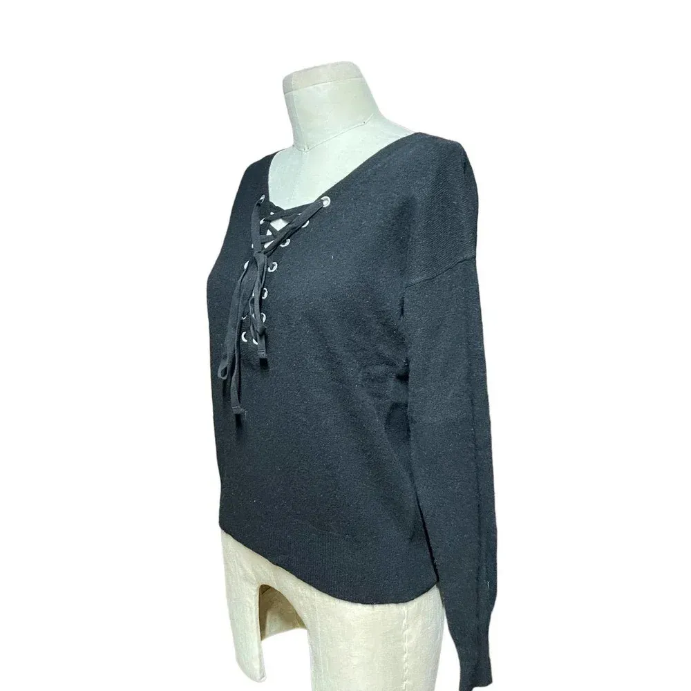 The Kooples Black Wool Cashmere Blend Lace-Up Sweater Size 1 / Small - Image 6
