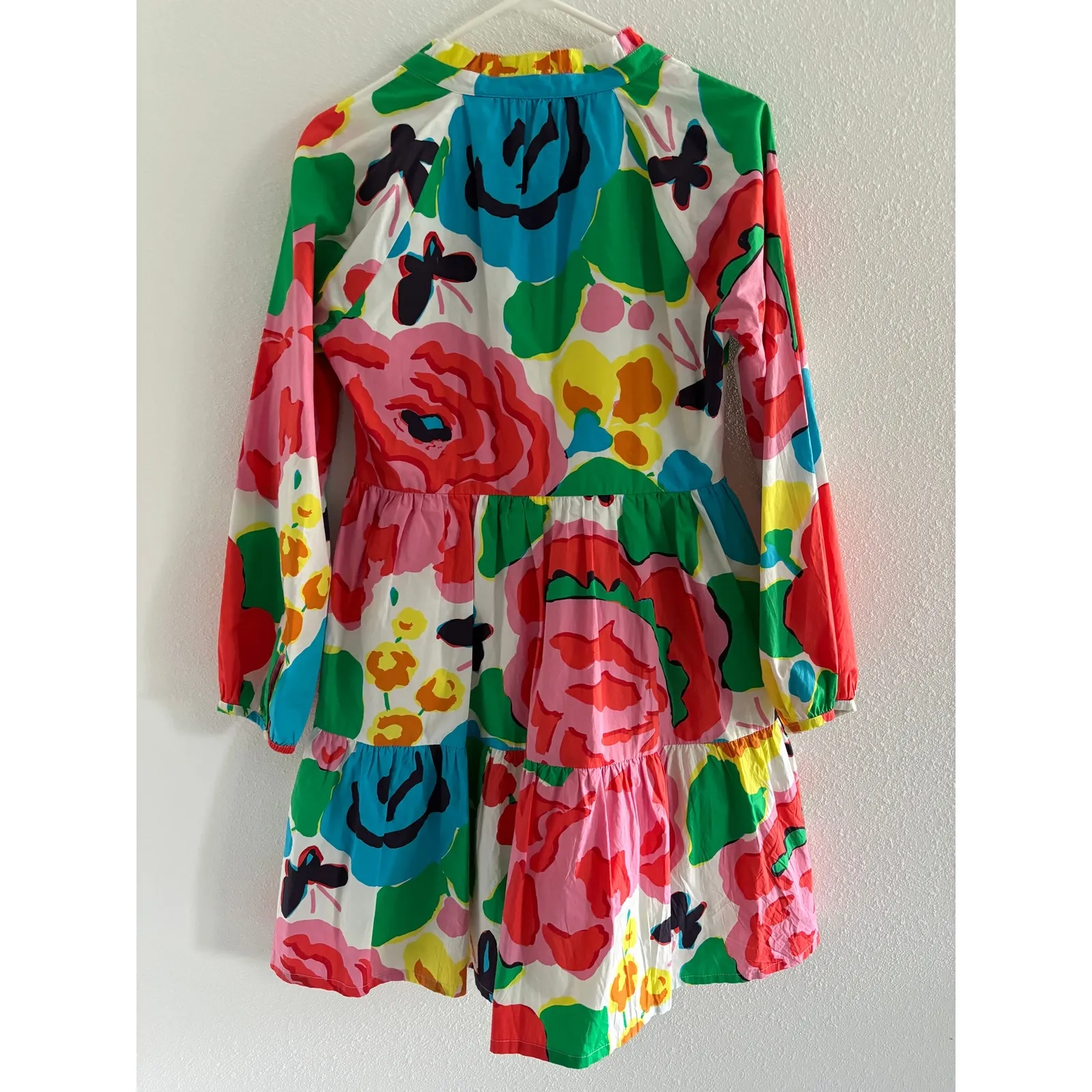 J Crew Tiered Popover Mini Dress Womens Medium Ratti Jardin Floral Preppy Career - Image 3