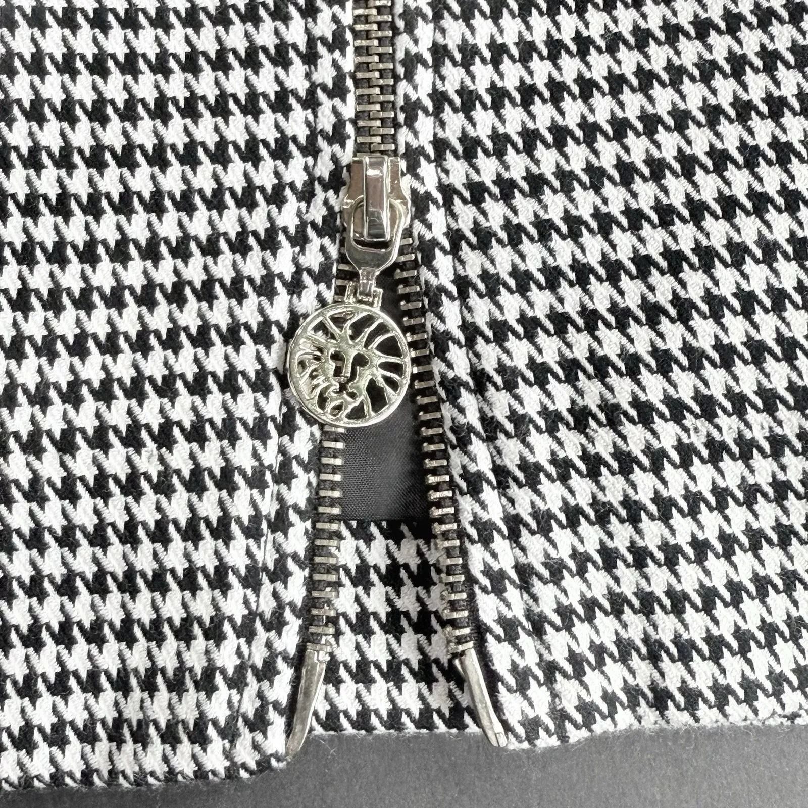 New Anne Klein Houndstooth Pencil Straight Skirt Women 6 S Retro Office Moto Zip - Image 4
