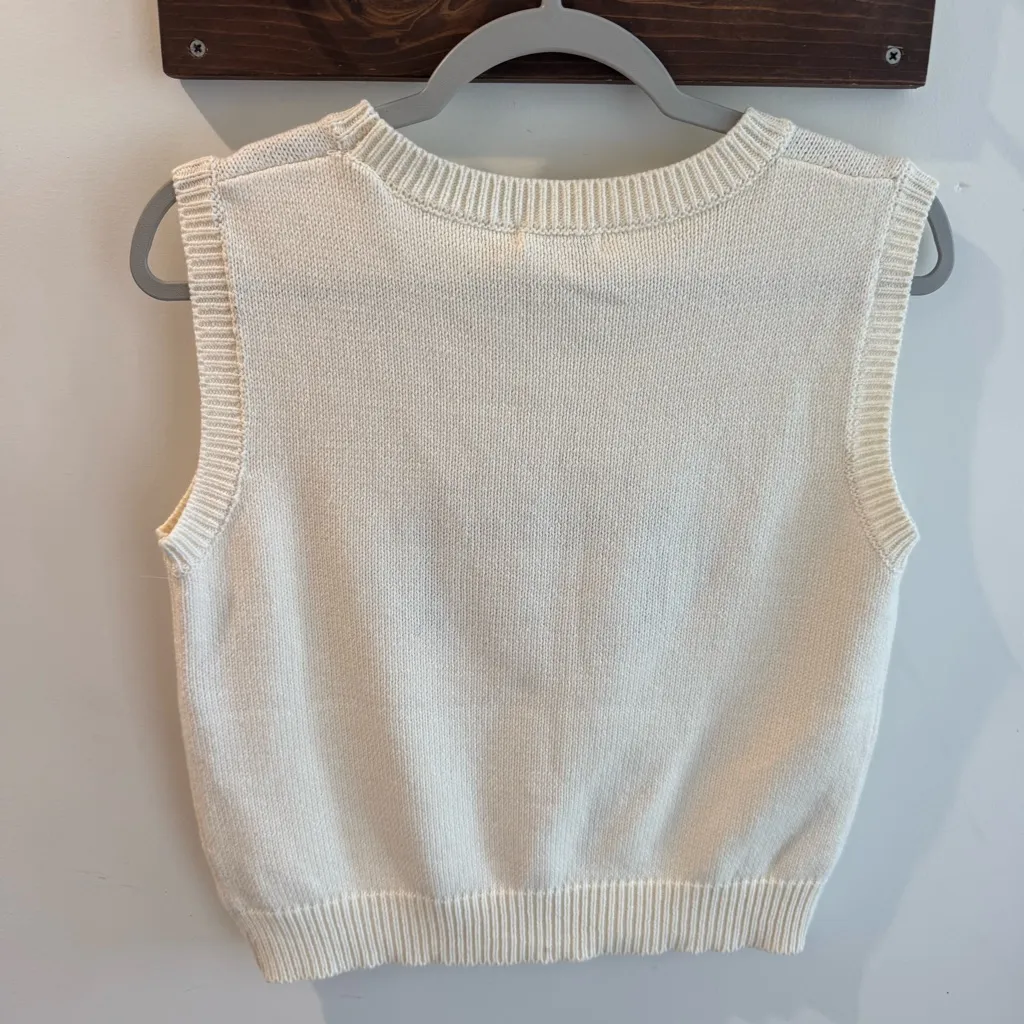 NWT Needii Sleeveless Cropped Rhinestone Football Sweater Large Brown - Image 6