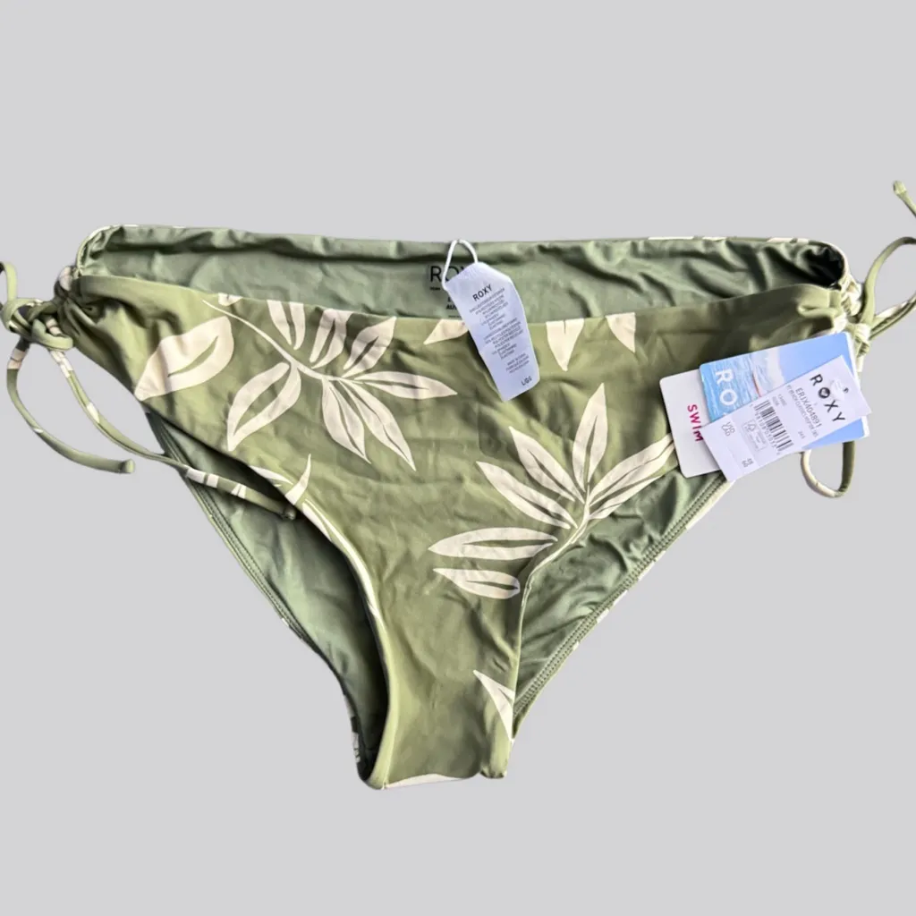 NWT Roxy Women’s Bikini Bottoms - Oil Green Leaf Print - Large - Image 5