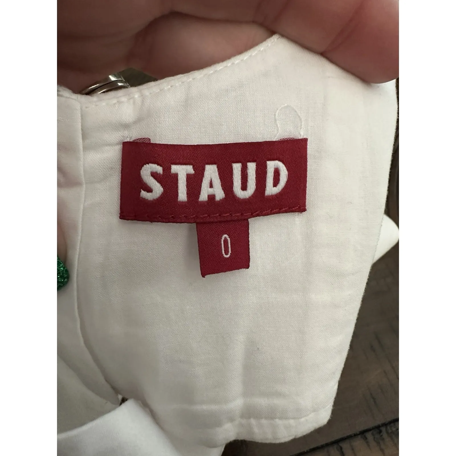 Staud Wells Corset Top Poplin White Cotton Zip Back Sleeveless Bra Sz 0 #GG9-1 - Image 5