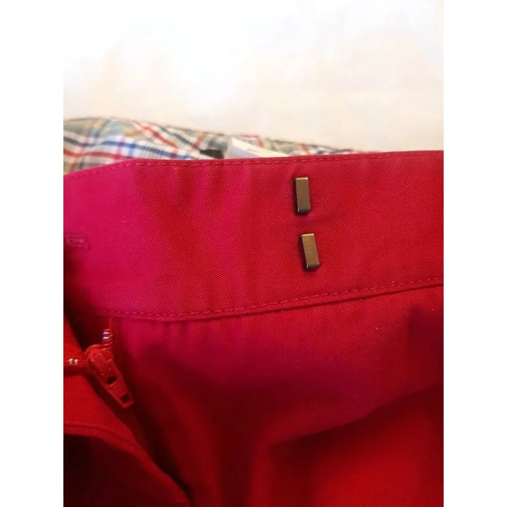 J Crew Womens Skirt Red Size 4 Mini Stretch Button Cotton Spandex Casual Pockets - Image 9