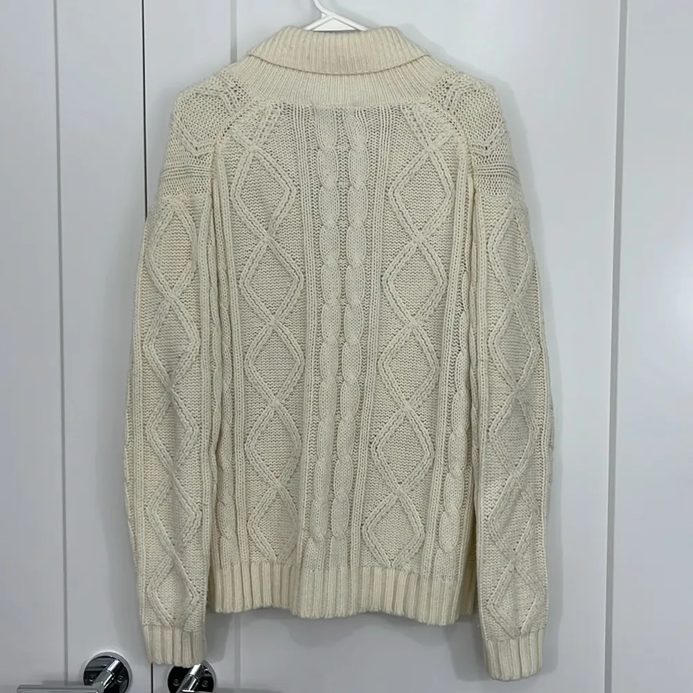 Vintage Kraft Medium Cream Knit Button Down Grandpa Cardigan with Pockets Brown - Image 6