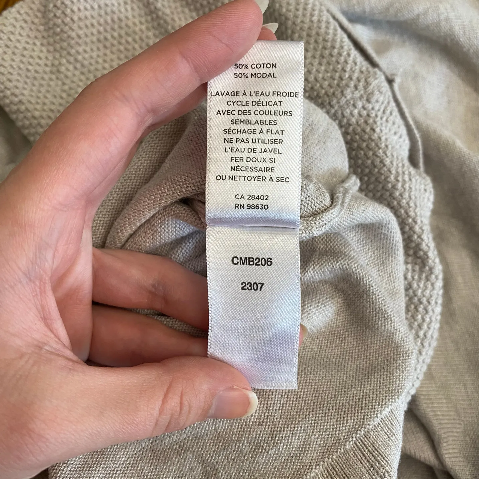 Lilla P Sleeveless Dropped Shoulder Waffle Cowl‎ Neck Top Womens Size S Beige - Image 6