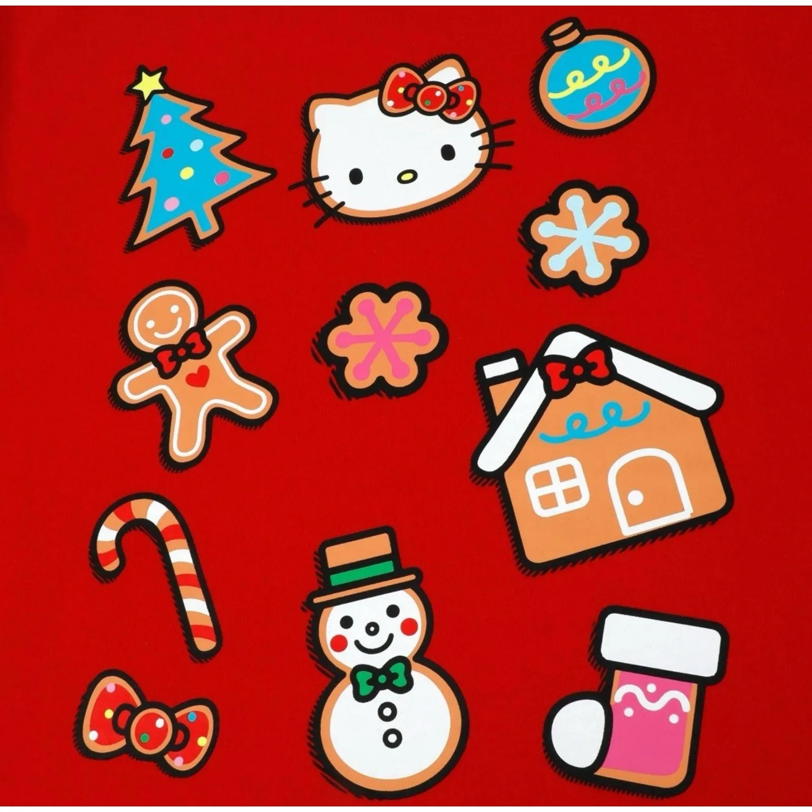 Hello Kitty Christmas Cookies Adult T Shirt Red M NWT - Image 2