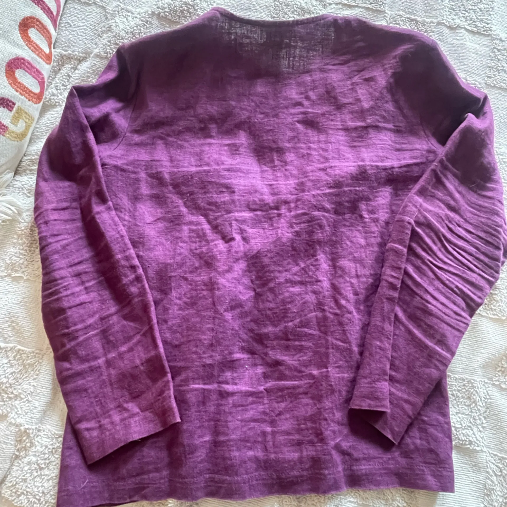 VTG Purple Linen Hand Painted Button Down Jacket Safari Bohemian 80’s - Image 9