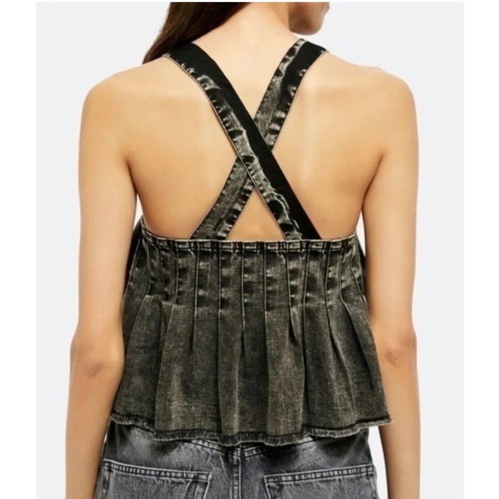 Free People Marina Square Neck Denim Top - Image 3