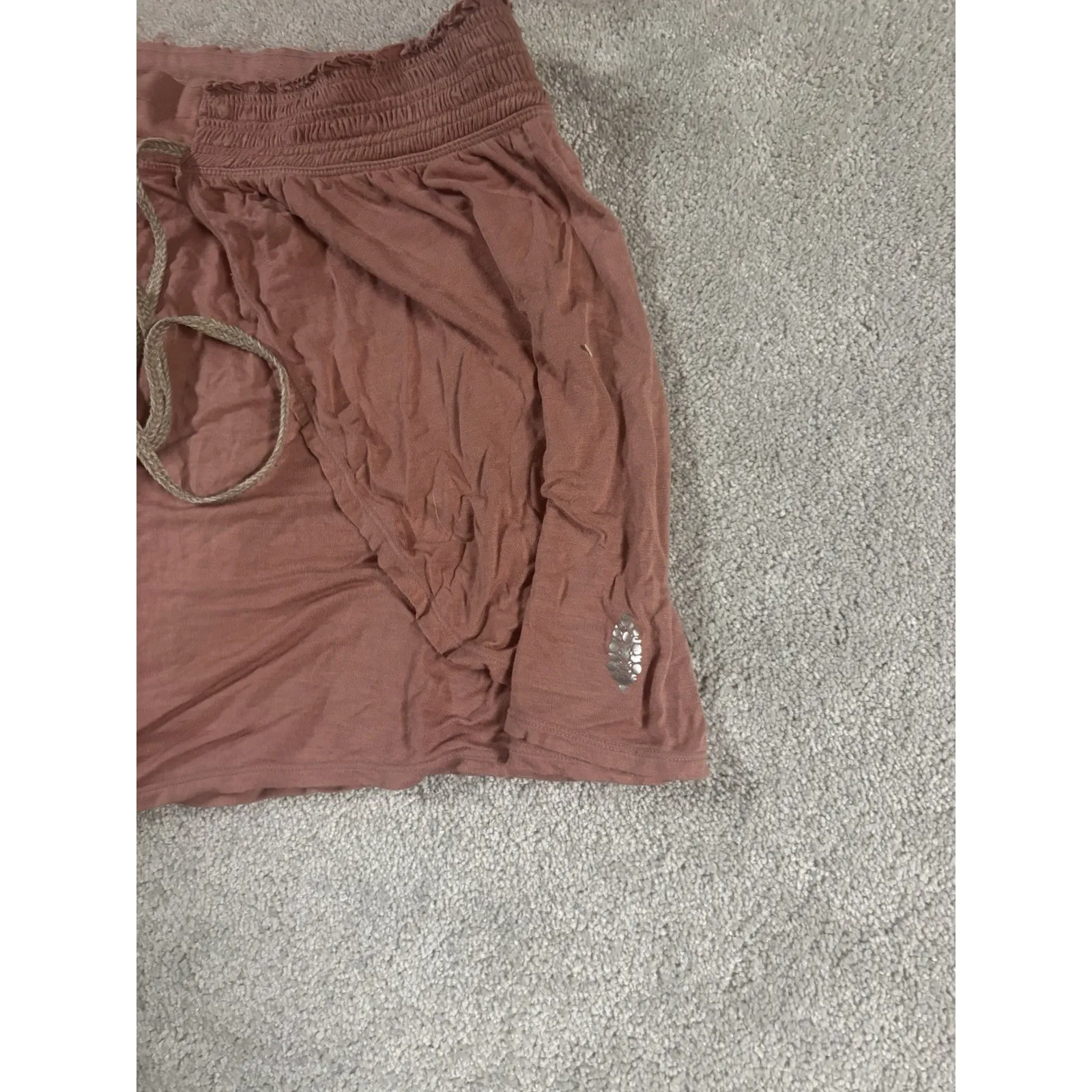 free people movement shorts‎ peach flowy drawstring large - Image 2