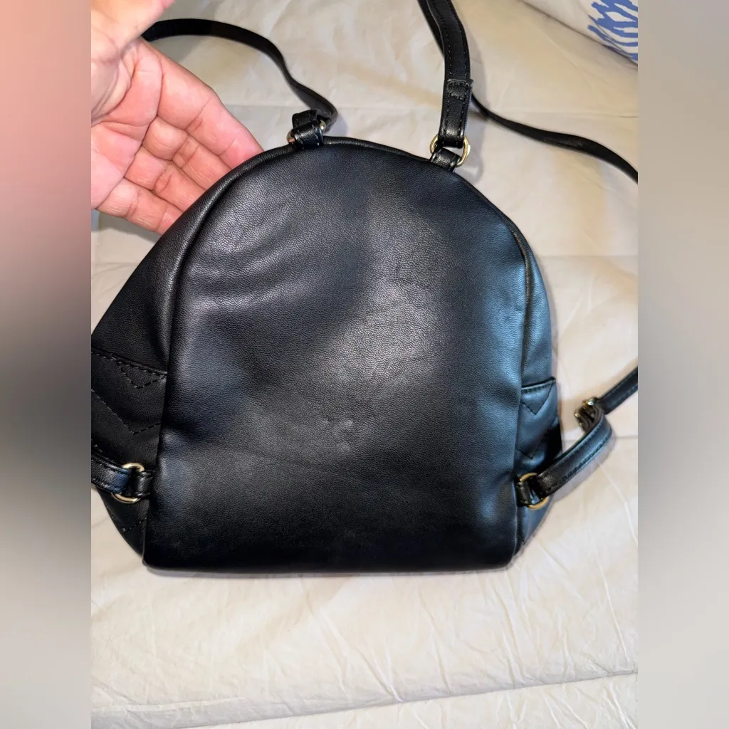 Aldo Black Quilted mini  Backpack with Gold Accents - Image 3