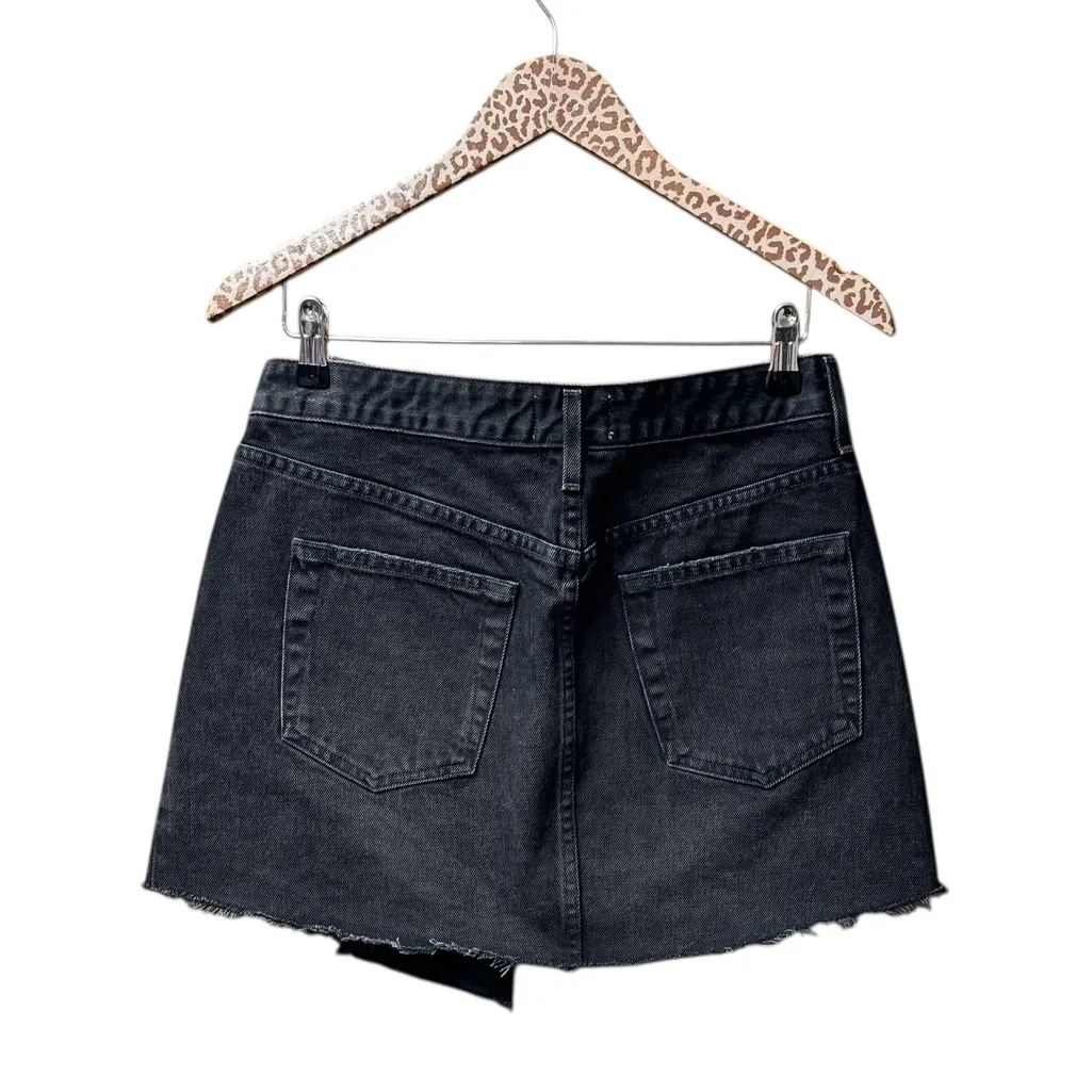AGOLDE Criss Cross Denim Skirt Miniskirt Crossover Wrap Mini Black 28 - Image 6