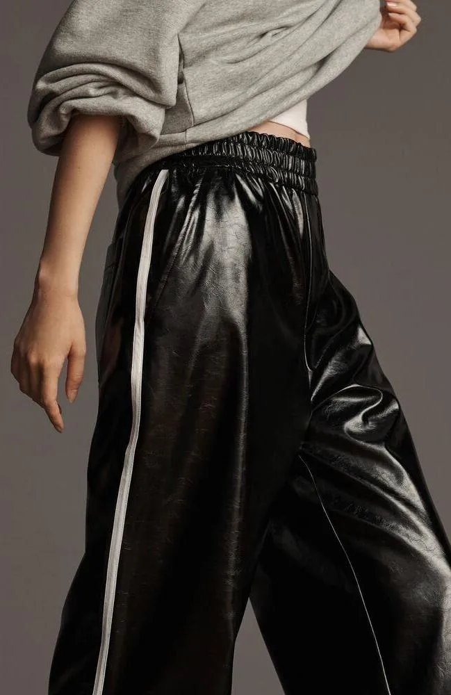 Anthropologie Maeve Faux Patent Leather Sporty Pull-On Pants - Image 4