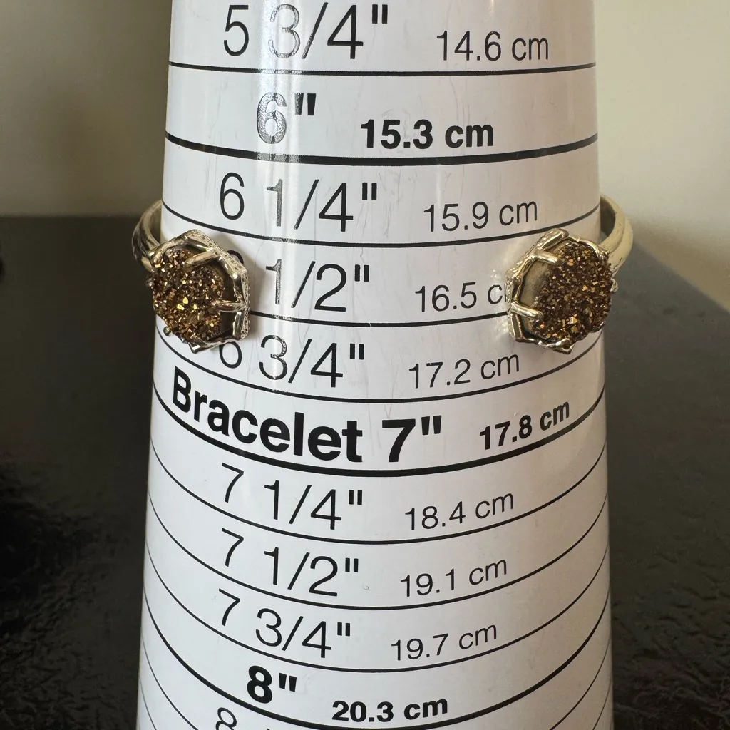 Kendra Scott Arden Open Pinch Cuff Bracelet Gold Tone Bronze Drusy - Image 2