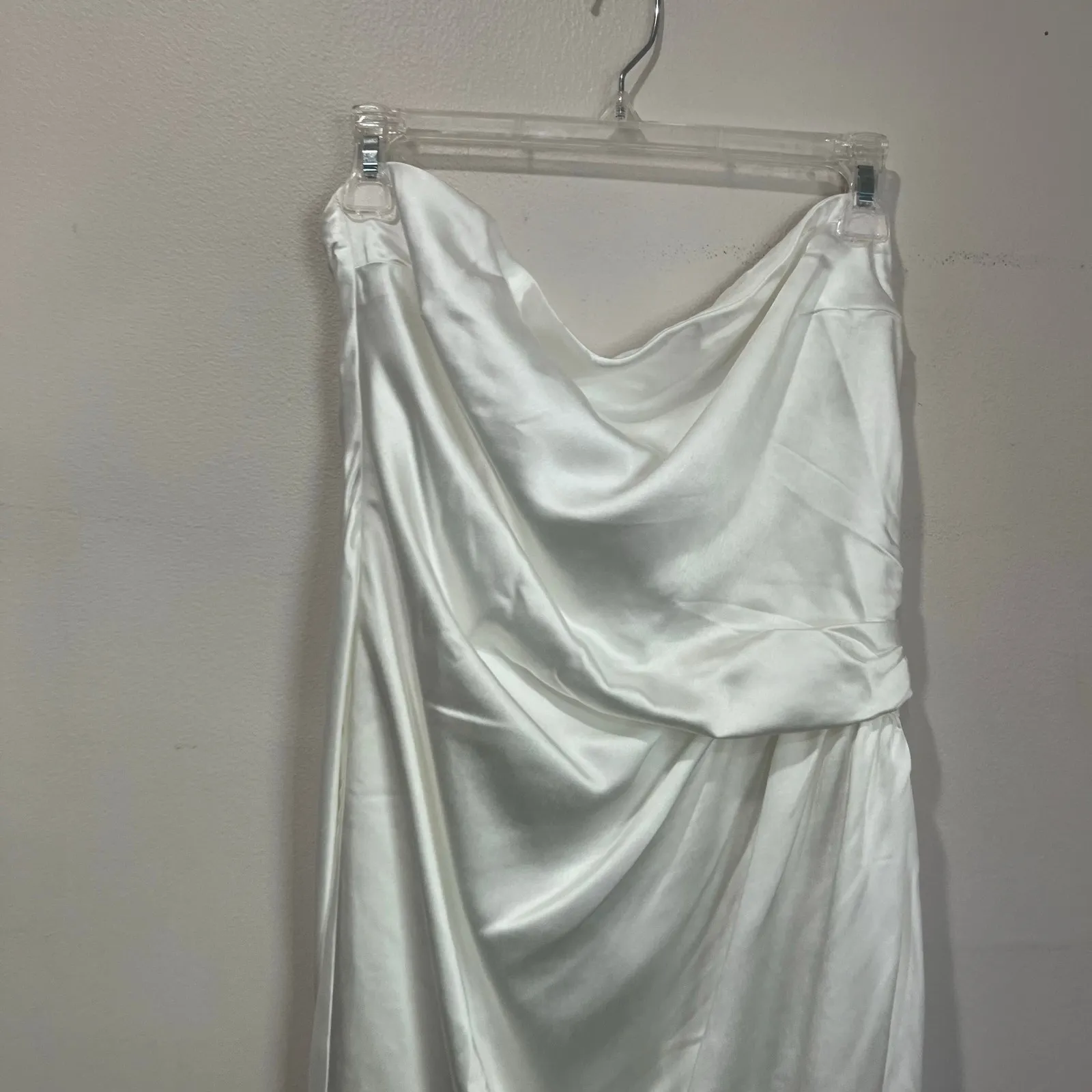 Meshki Aminah Draped Strapless Satin Maxi Dress Ivory Size L NWT Formal - Image 10