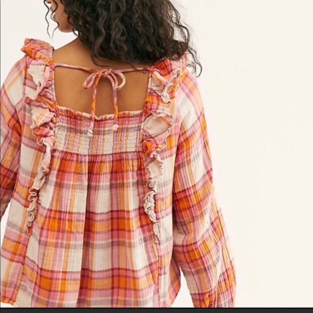 Free People  Siena Plaid Square Neck Pullover - Image 6