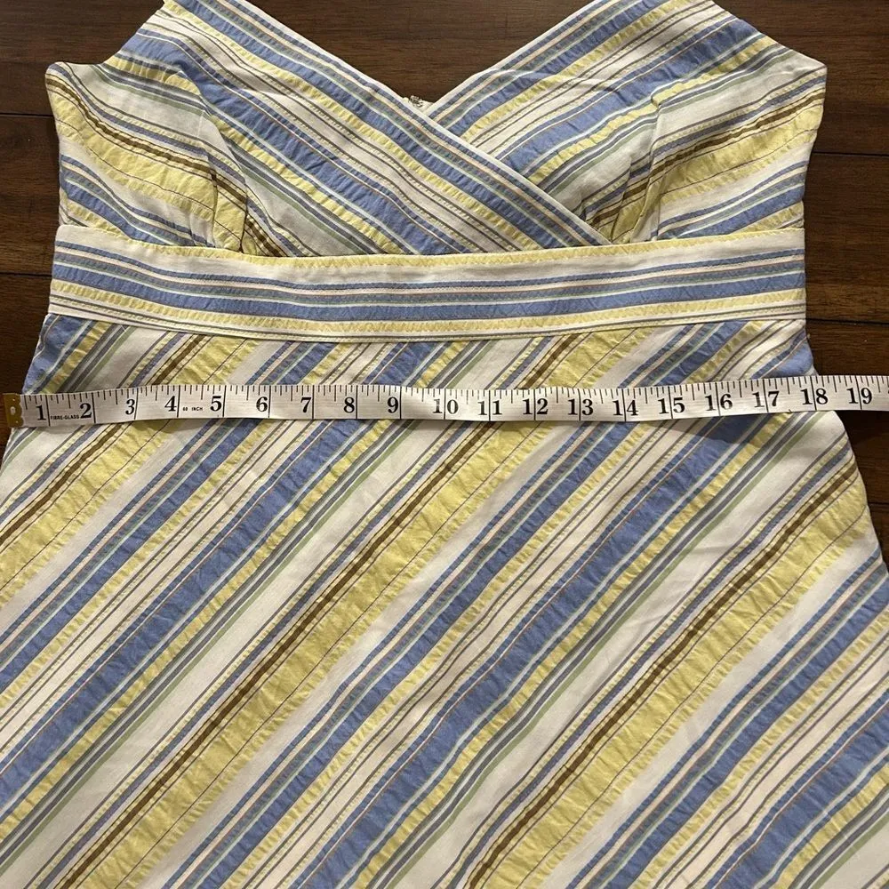 J. Crew Blue Yellow Striped Cotton Blend Sun Dress Size 14 New with tags - Image 6