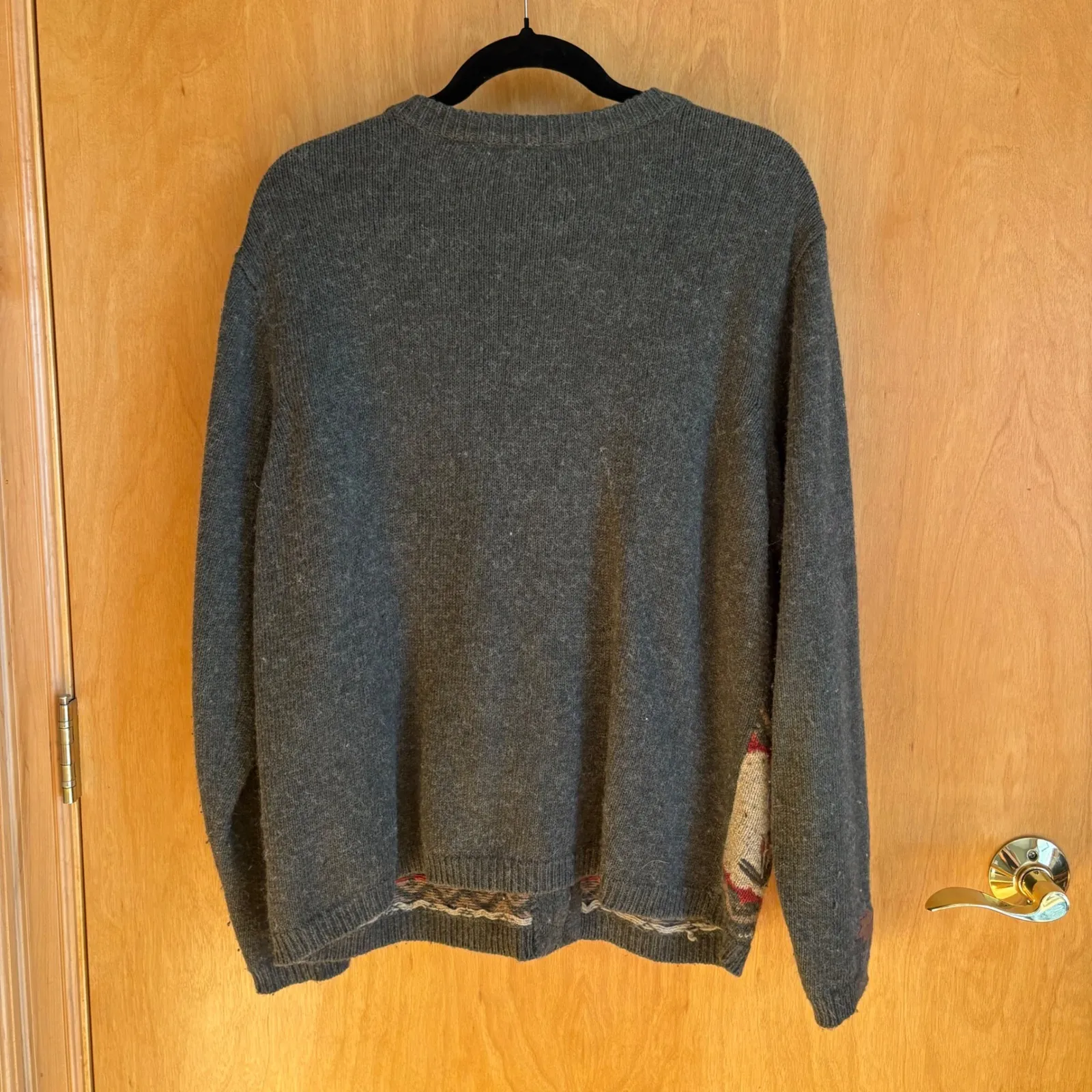 Croft & Barrow Moose Trees Sweater Cardigan Women's Large Full Zip Gray Woodland - Image 2