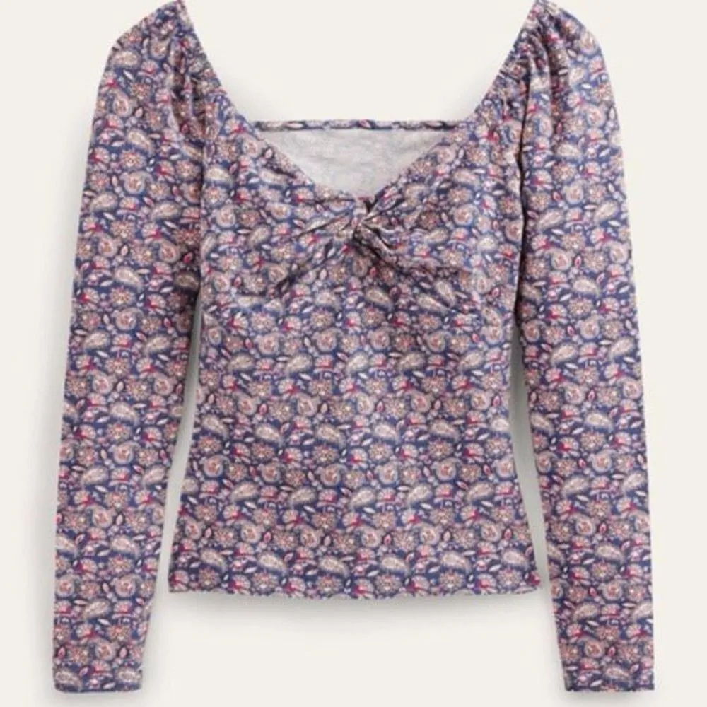 ✨Boden Sweetheart Jersey Sz 8 Top in True Navy Paisley Terrace✨ Blue - Image 4