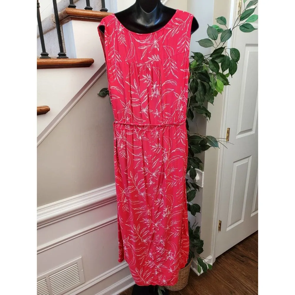 Old Navy Women's Red Floral 100% Rayon Sleeveless V-Neck Long Maxi Dress Size XL - Image 6