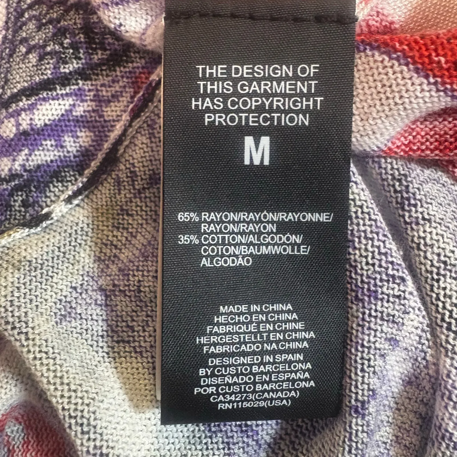 Custo Barcelona Luky Dress Sz M V Neck Shift Tunic Abstract Colorful Artsy Boho - Image 11