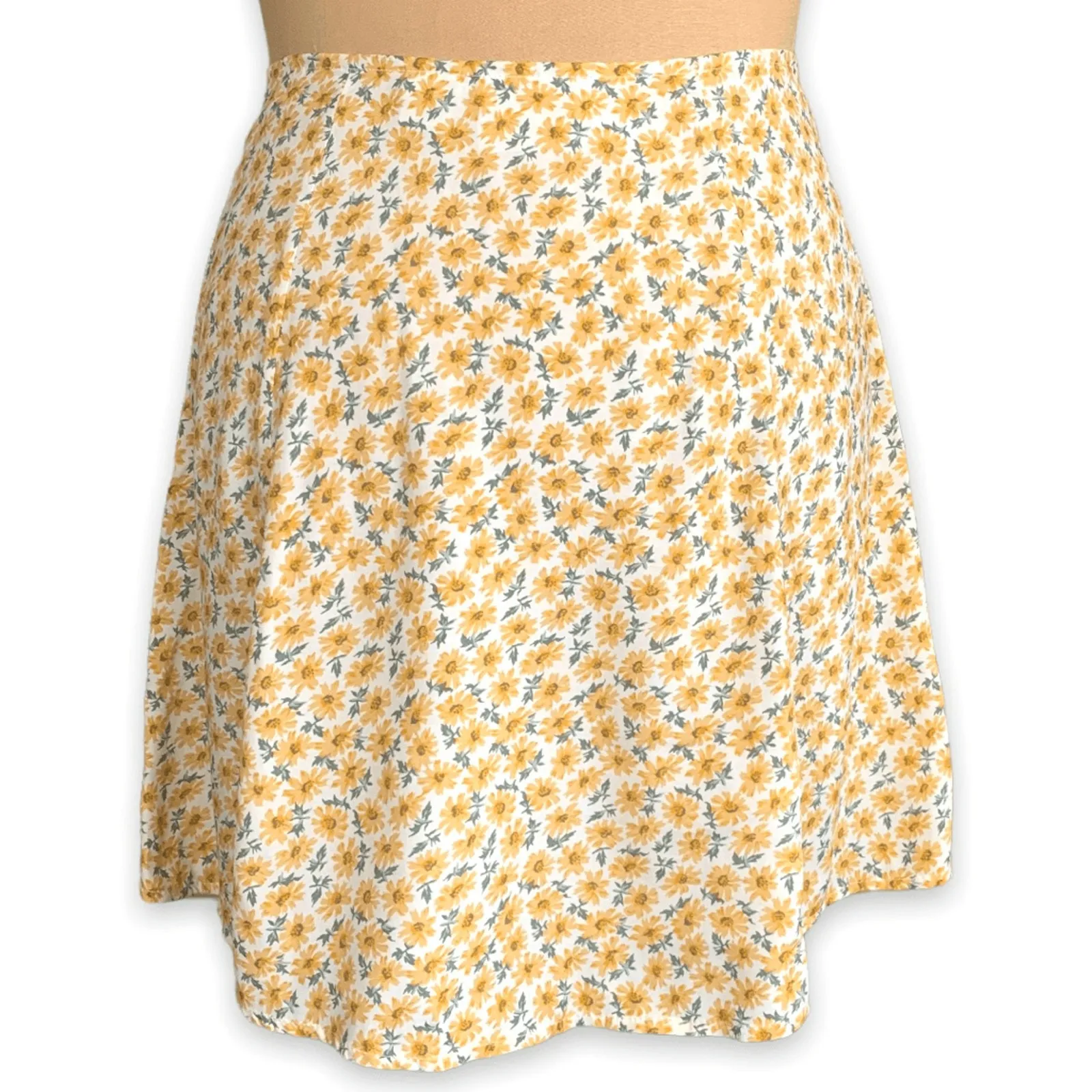 Vintage Express Sunflower Button Front Mini Skirt Yellow Floral 90s Romantic - Image 3