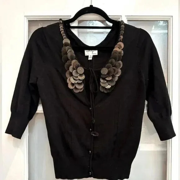 Vintage An Original Milly Of New York Cardigan Sweater Gold Embellishment Size M Black Size M - Image 1