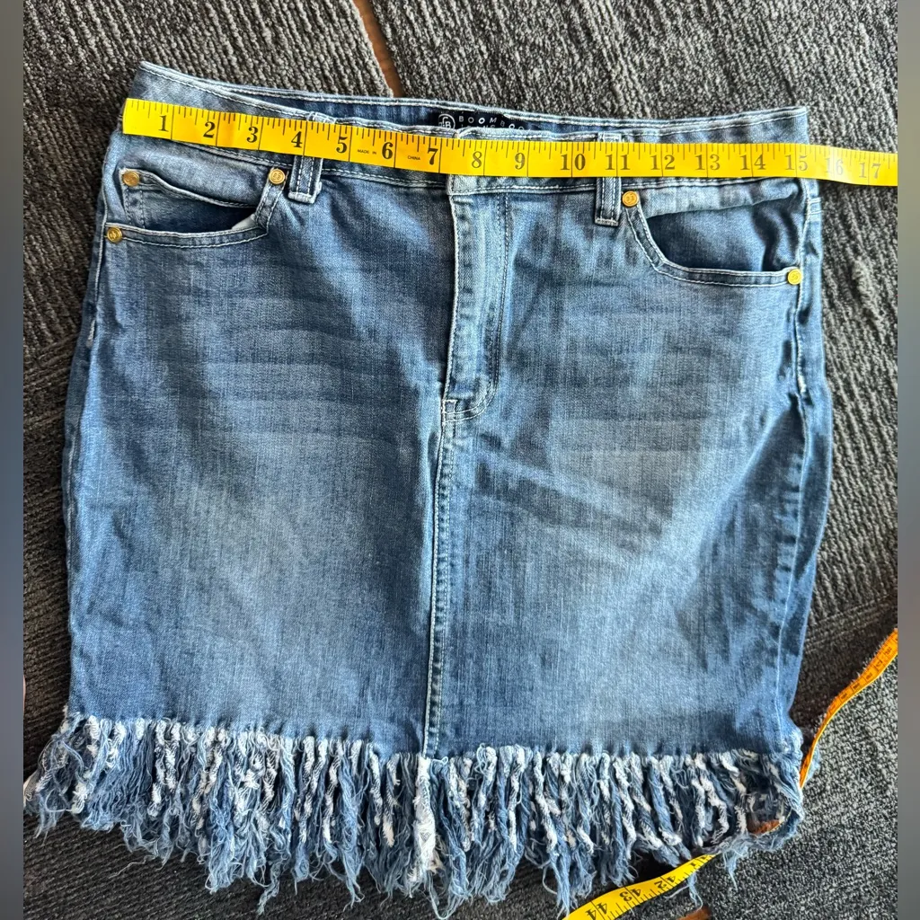 Boomboo Jeans Fringe Hem Denim Skirt Blue Women’s Size M Size M - Image 8
