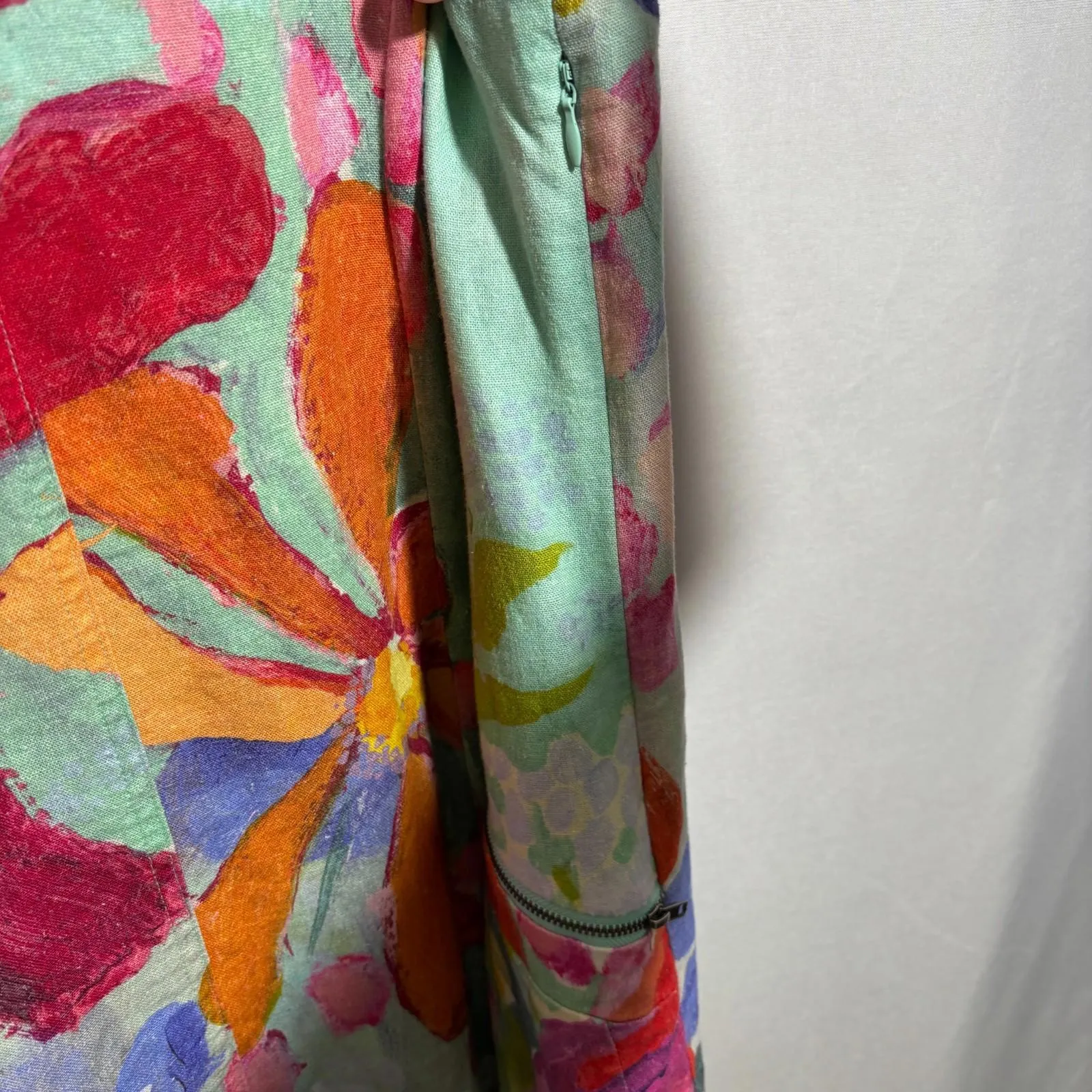 Claire Desjardins Watercolor Flowers Tank Midi Dress Art to Wear AOP V Neck L‎ Size L - Image 5