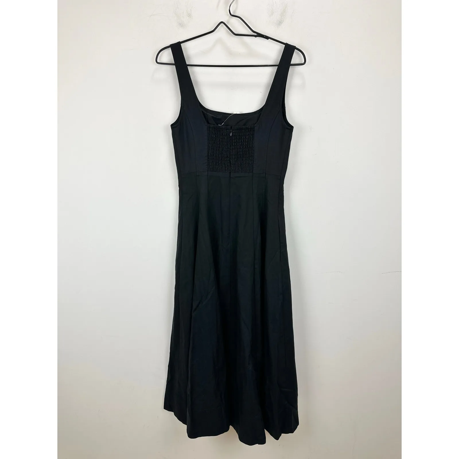Madewell Seamed Squareneck Midi Dress Minimalist Jet Black Classic US 4 NWT - Image 13