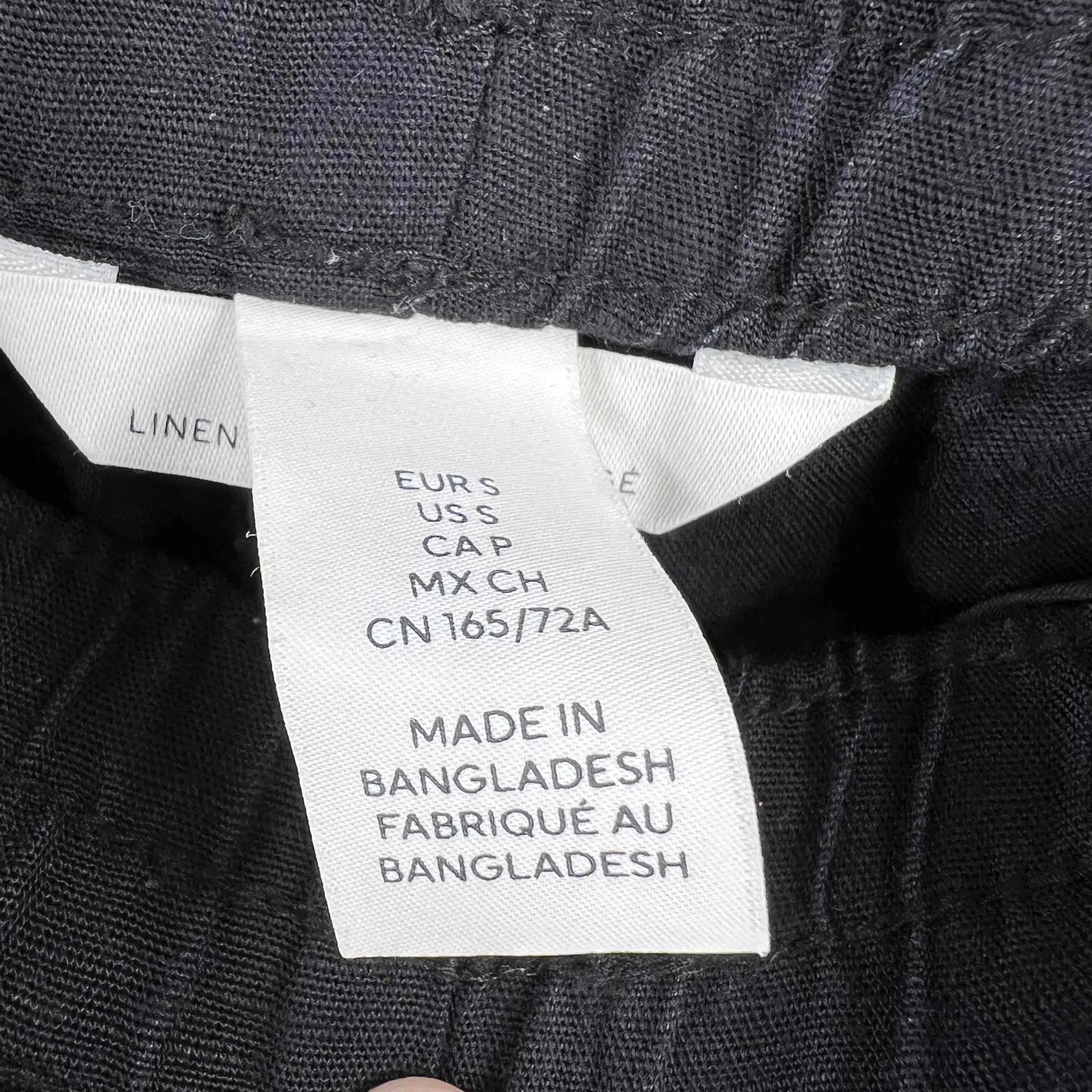 H&M‎ Black Linen Pants Elastic Waist Wide Leg Womens Small - Image 5