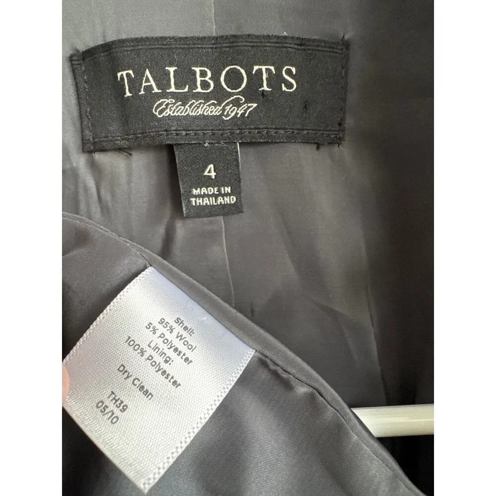 Talbots Kate Fit Wool Blazer Jacket grey pleated ruffel accents 4 - Image 12