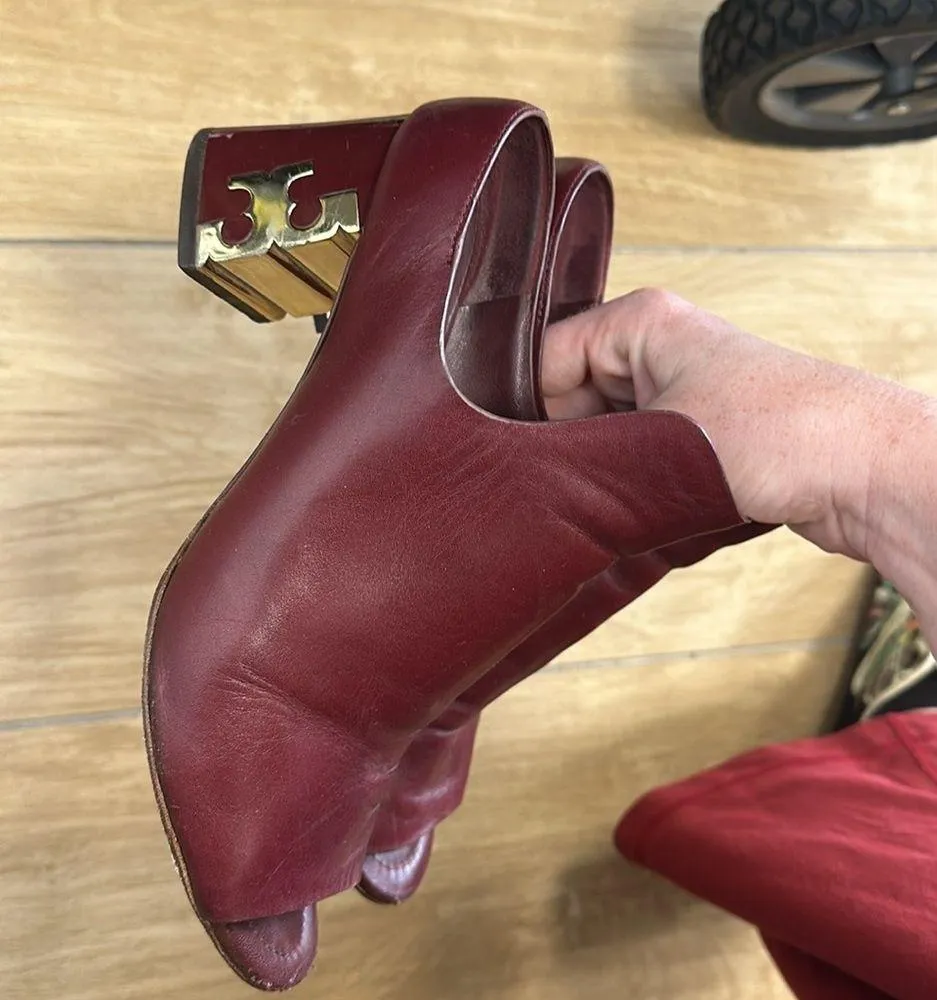 Tory Burch Finley Mule Peep Toe 8.5M * heel part has some scuffs and scapes - Image 4