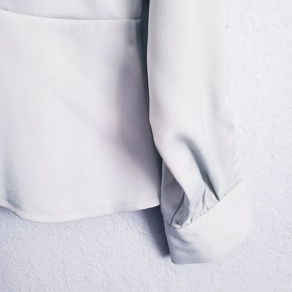 Topshop Light Seafoam Rouleau Button Detail Blouse - Image 3