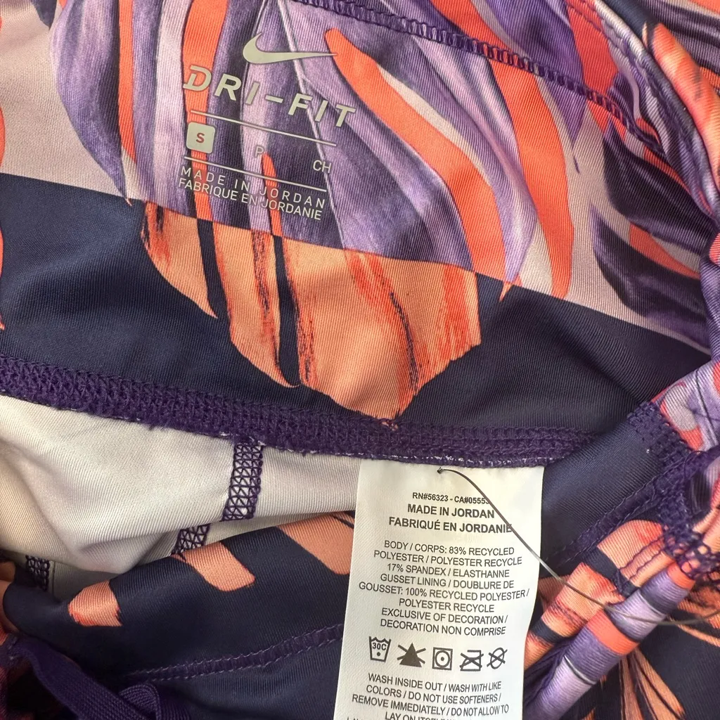 Nike Dri-Fit Womens Small Fast Crop Runway Floral High Rise‎ Drawstring leggings - Image 7