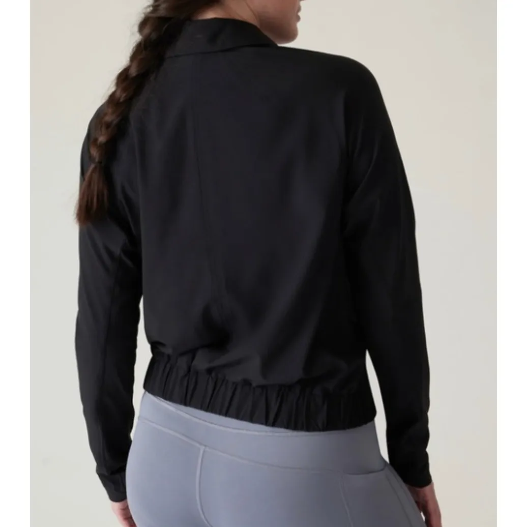 Athleta Pullover Womens Small Black Advantage Polo Zip Lightweight Athletic Top‎ - Image 3