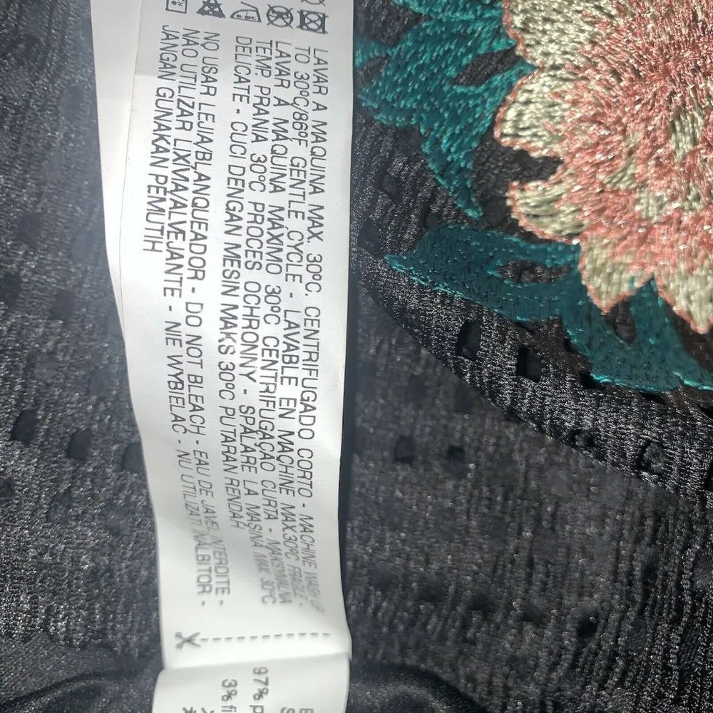 Zara Trafaluc Womens Black Floral Embroidered Dress Size S Metallic Sleeveless - Image 7